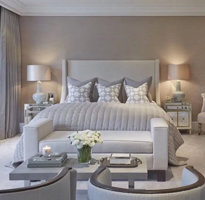 Gray and white bedroom design