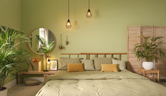 Green bedroom interior design