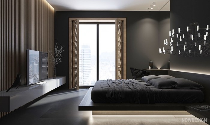 Black interior design bedroom