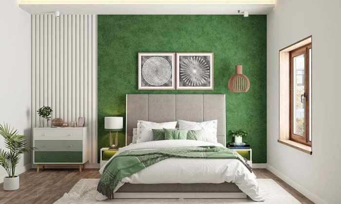 Green bedroom interior design