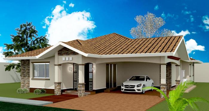 3 bedroom modern bungalow house design