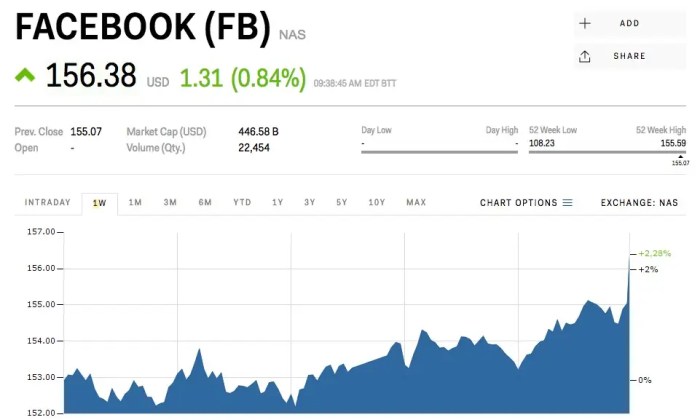 Facebook stock price history